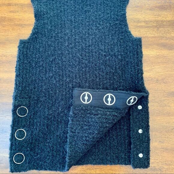 Club Monaco Black Sleeveless Turtleneck Sweater Wool Blend Side Snaps XS - Picture 7 of 14